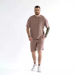 Мужской летний костюм шорты с футболкой Teamv Cut Мокко