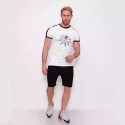 Мужской комплект (футболка и шорты) Teamv Palm Белый с черным