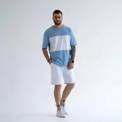 Мужской летний костюм шорты с футболкой Teamv Sea Голубой с белым
