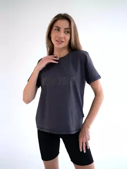 Женская хлопковая футболка Teamv New York Пепельная
