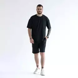 Мужской летний костюм шорты с футболкой Teamv Cut Темно-серый
