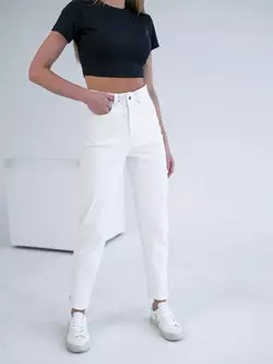 Женские полуприлегающие брюки Teamv MOM COTON TWILL Белые